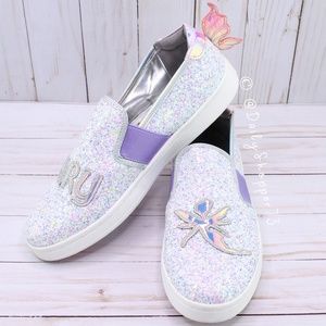 Sam Edelman "Blane Lina" Chunky Glitter Holographic Fairy Slip-On Sneakers